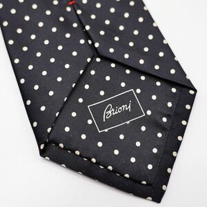 Brioni Necktie Mens Polka Dot Silk 3.5 Inch Black Italy